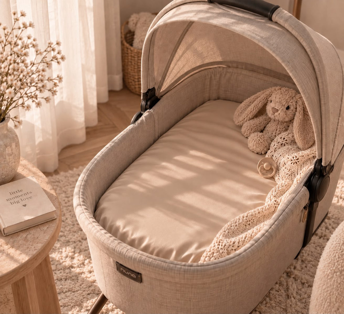 Satijnen hoeslaken - Reiswieg - Beige