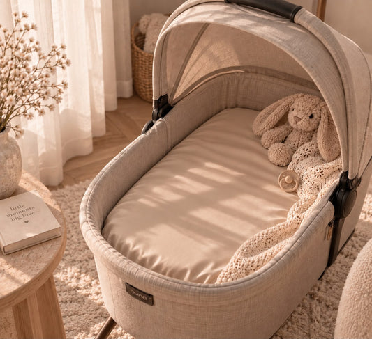 Satijnen hoeslaken - Reiswieg - Beige