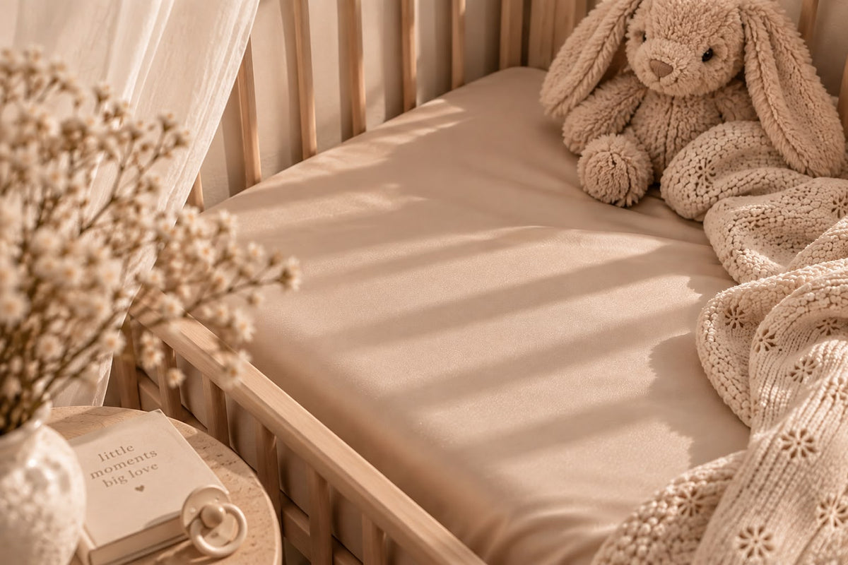 Satijnen hoeslaken - Ledikant 60 x 120 - Beige